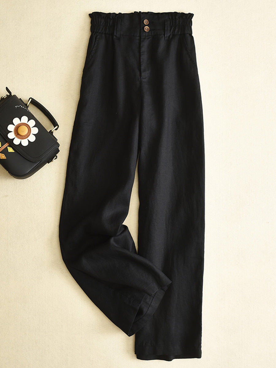 Loose fitting floral waist casual pants