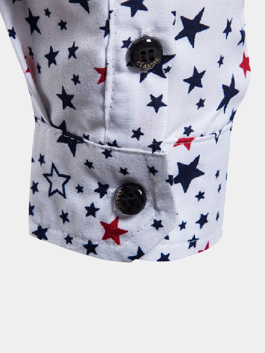 Camicia da uomo a maniche lunghe con stampa stelle