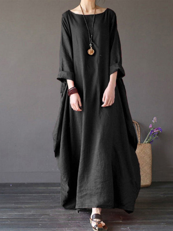 Solid linen oversized dress