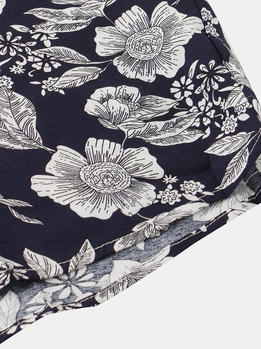 Chemise à manches courtes à imprimé floral pour hommes