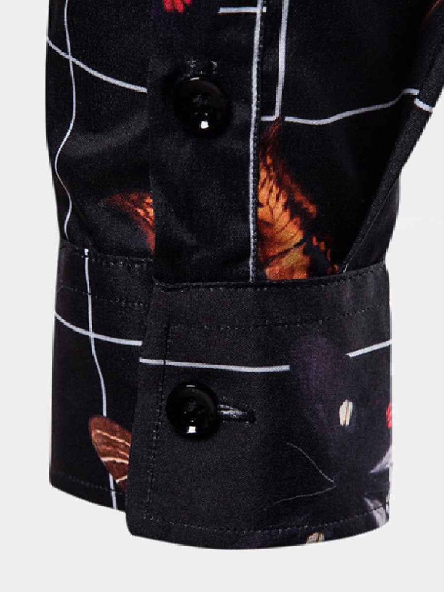 Men's butterfly print long sleeve shirt