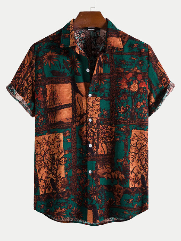 Men's Floral square short sleeve shirt