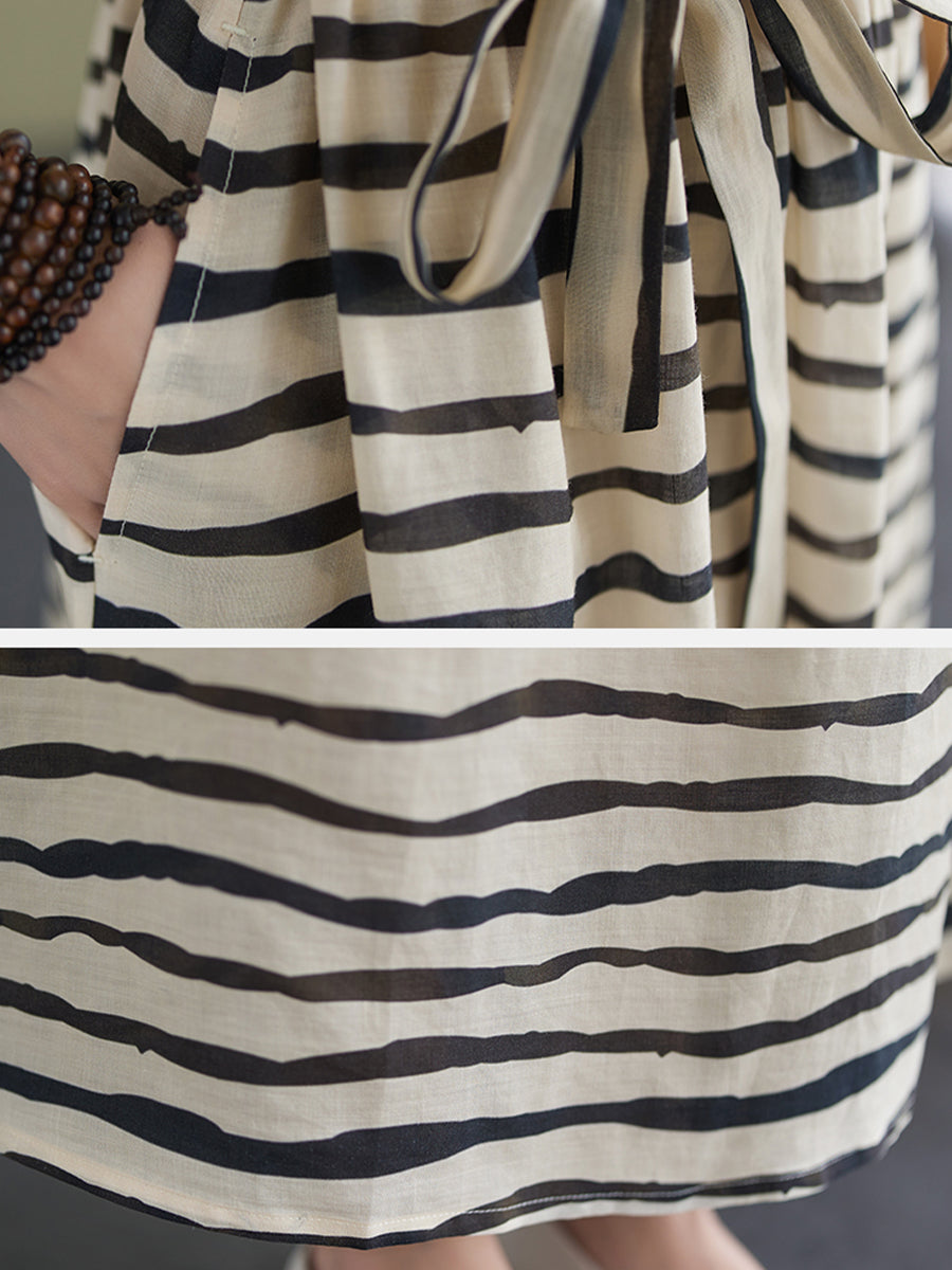 Horizontal striped waist up dress