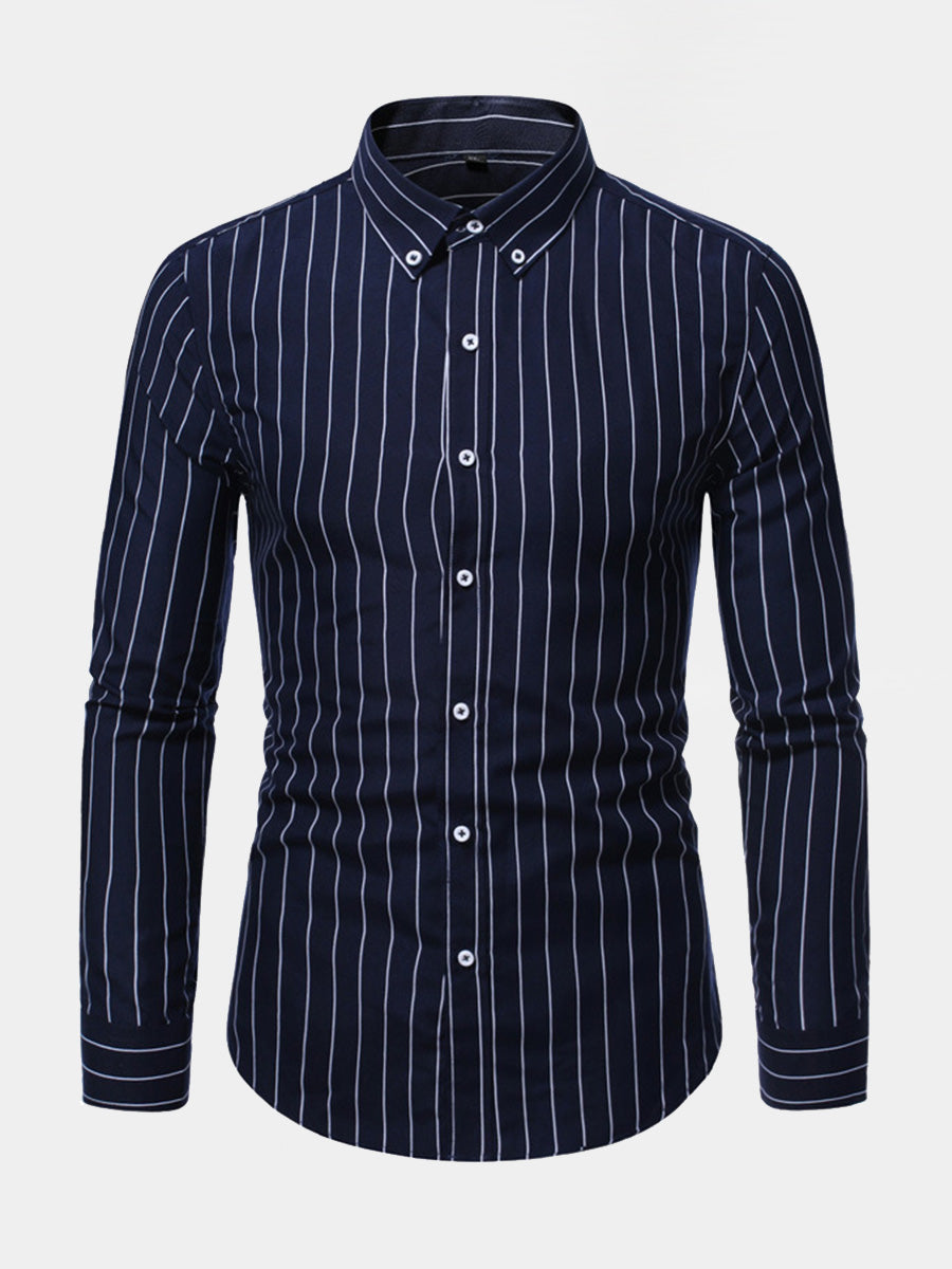 Camicia a maniche lunghe casual verticale da uomo