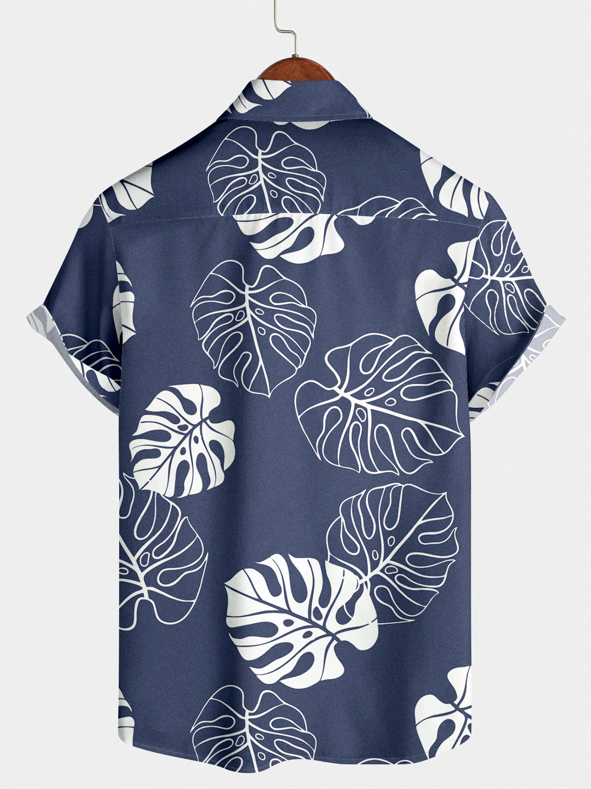 Men's leaf print short sleeve shirt