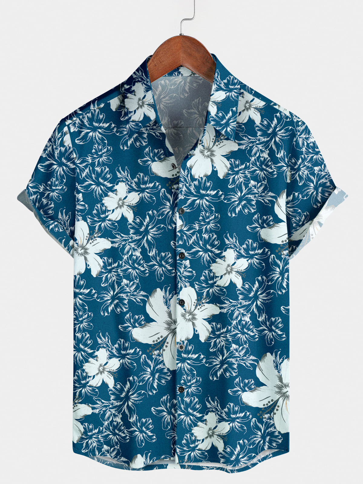 Chemise à manches courtes à imprimé floral pour hommes