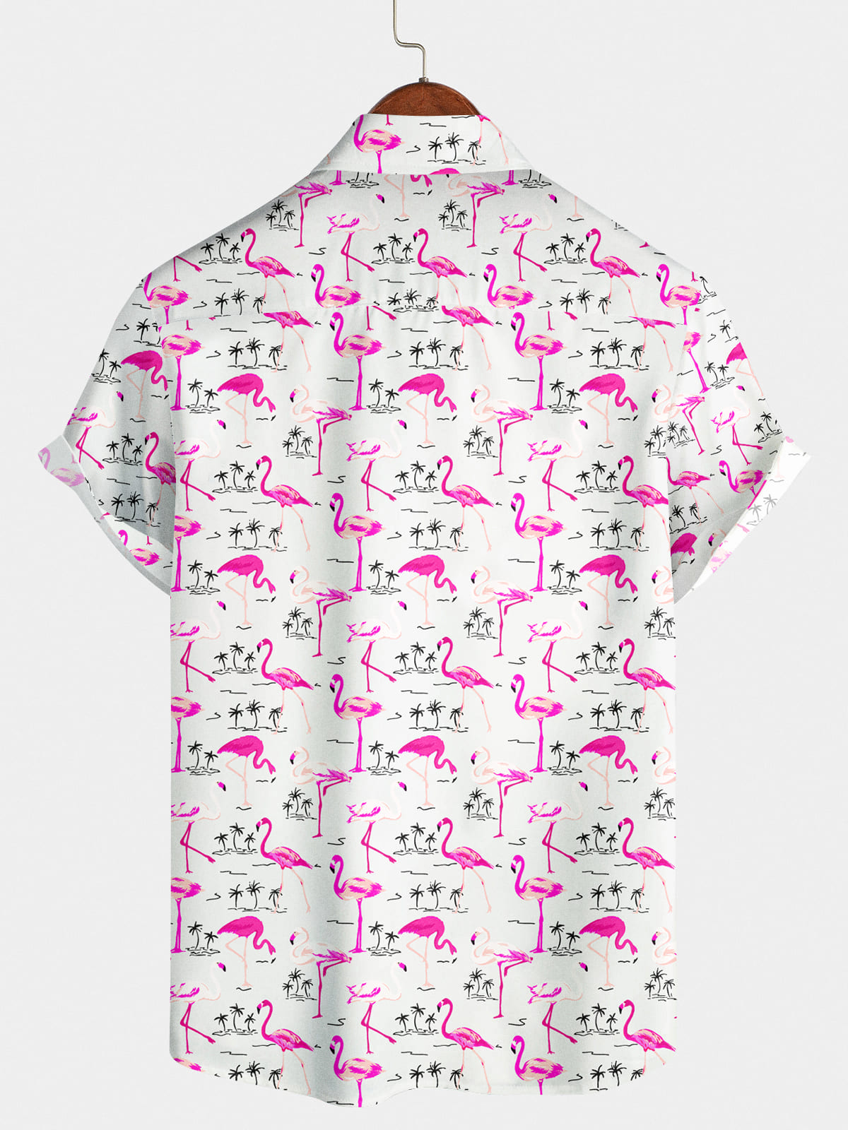 Chemise à manches courtes à imprimé flamant rose pour hommes