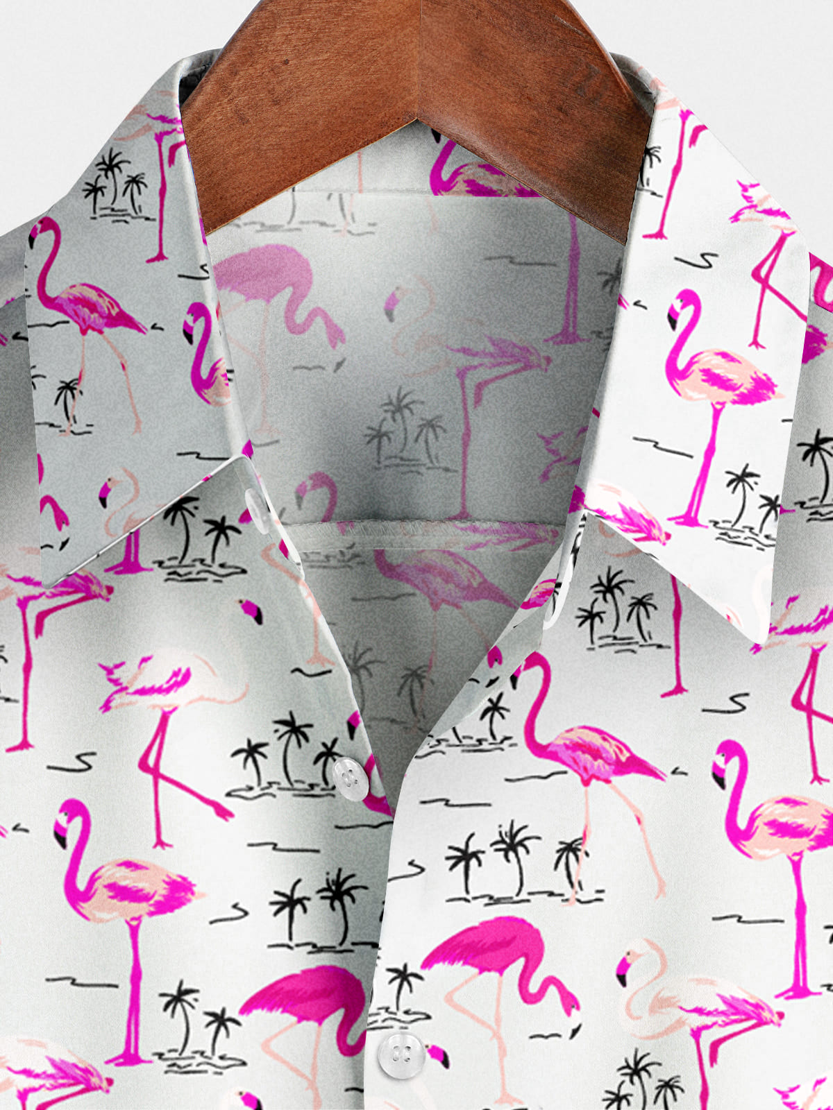 Chemise à manches courtes à imprimé flamant rose pour hommes