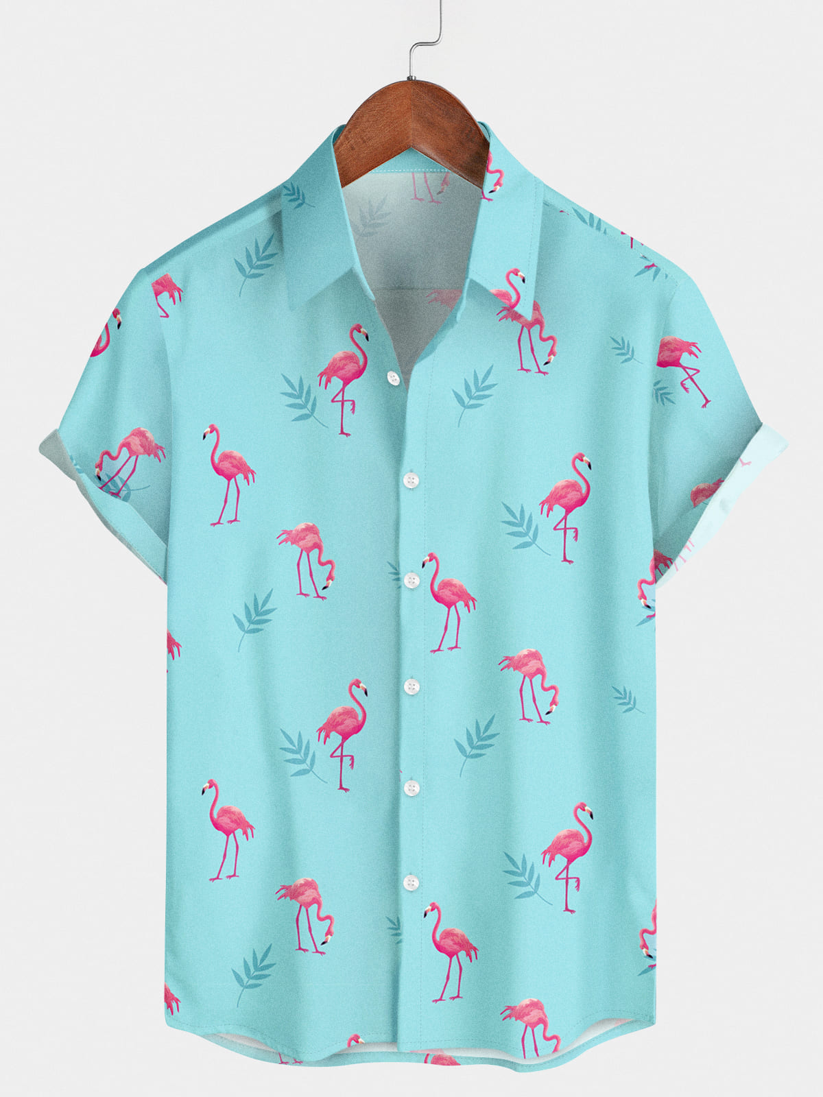 Men's Flamingo Print Short Sleeve Shirt