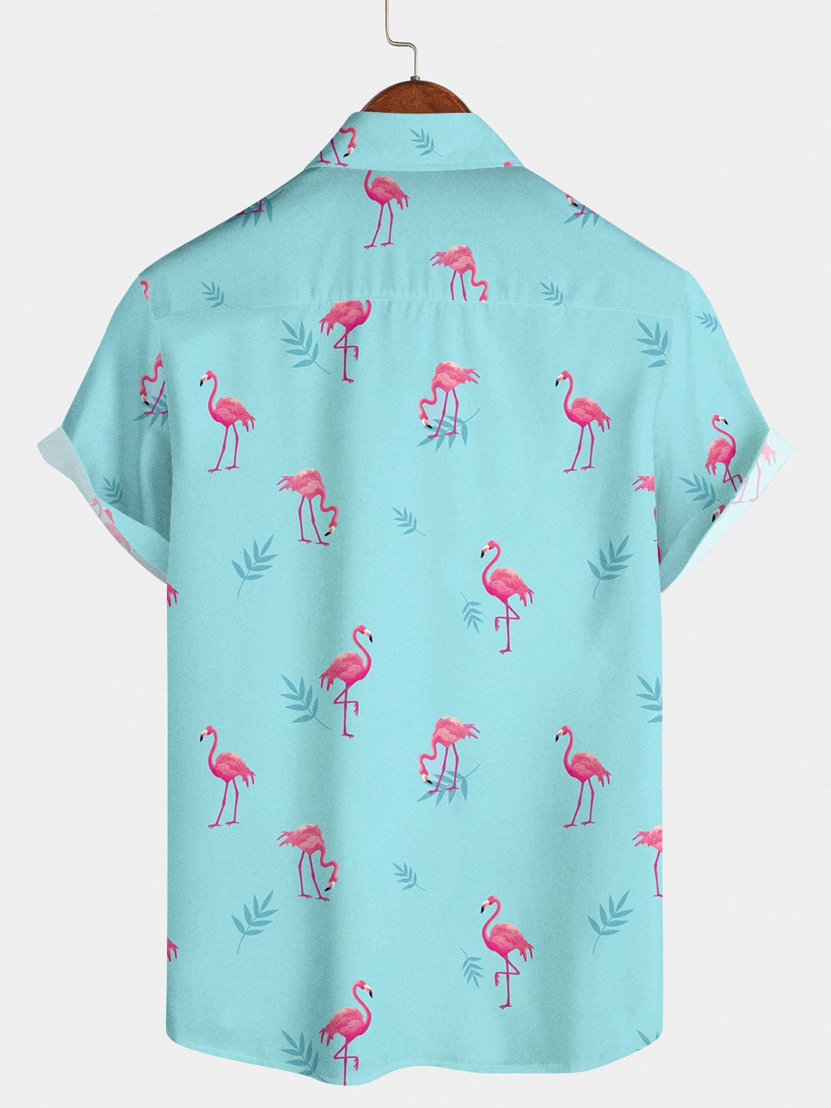 Chemise à manches courtes à imprimé flamant rose pour hommes