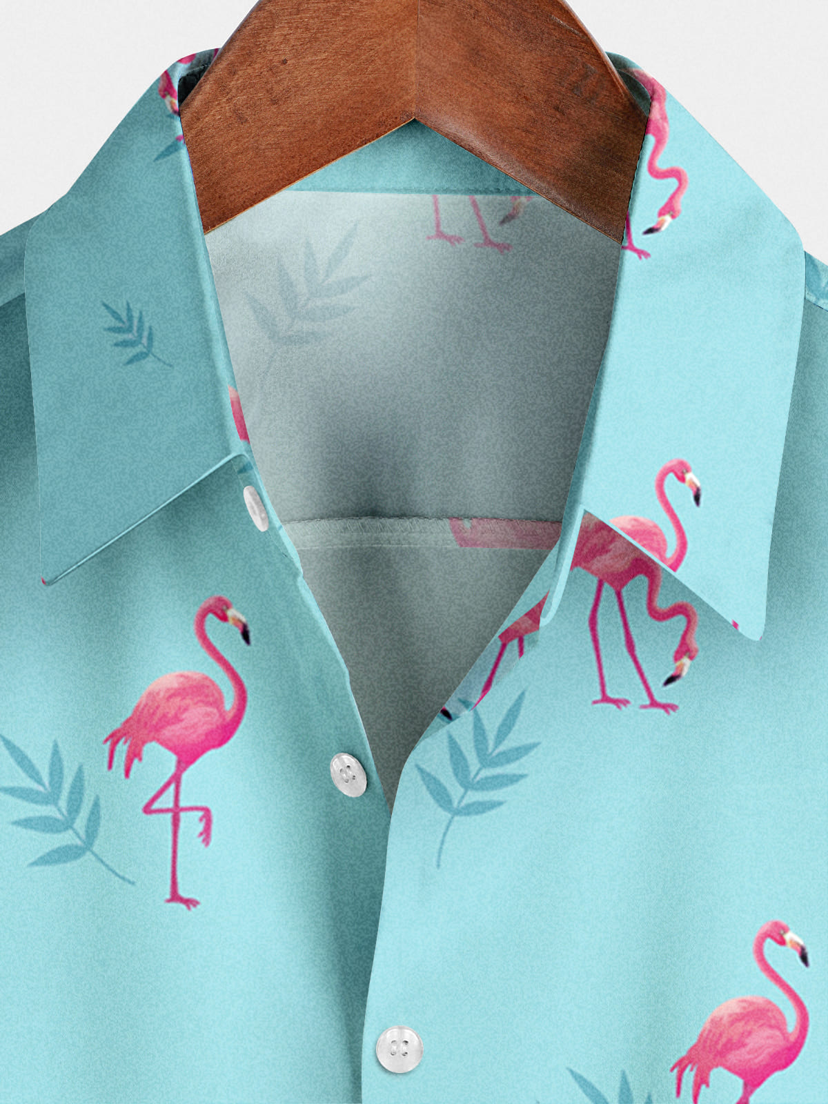 Chemise à manches courtes à imprimé flamant rose pour hommes