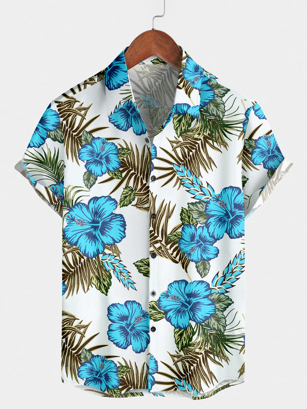 Chemise à manches courtes à imprimé floral pour hommes