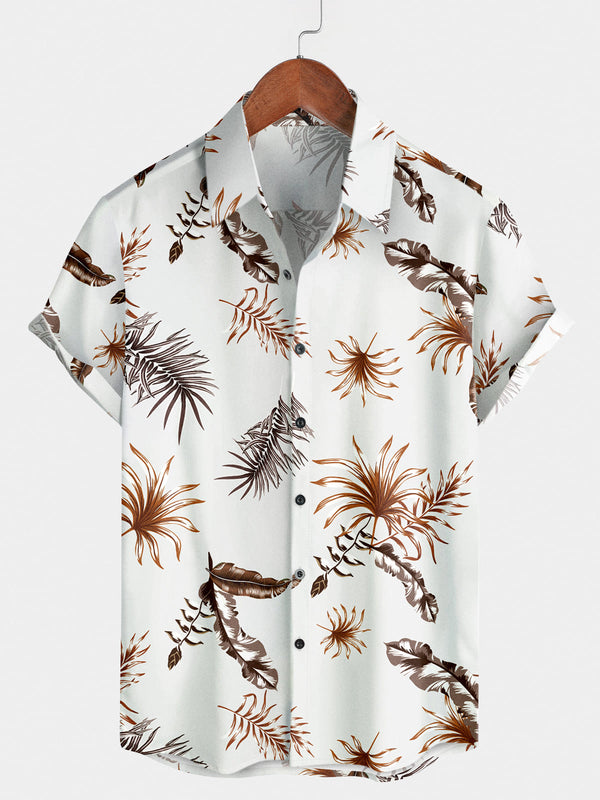 Camicia a maniche corte per le vacanze floreali da uomo