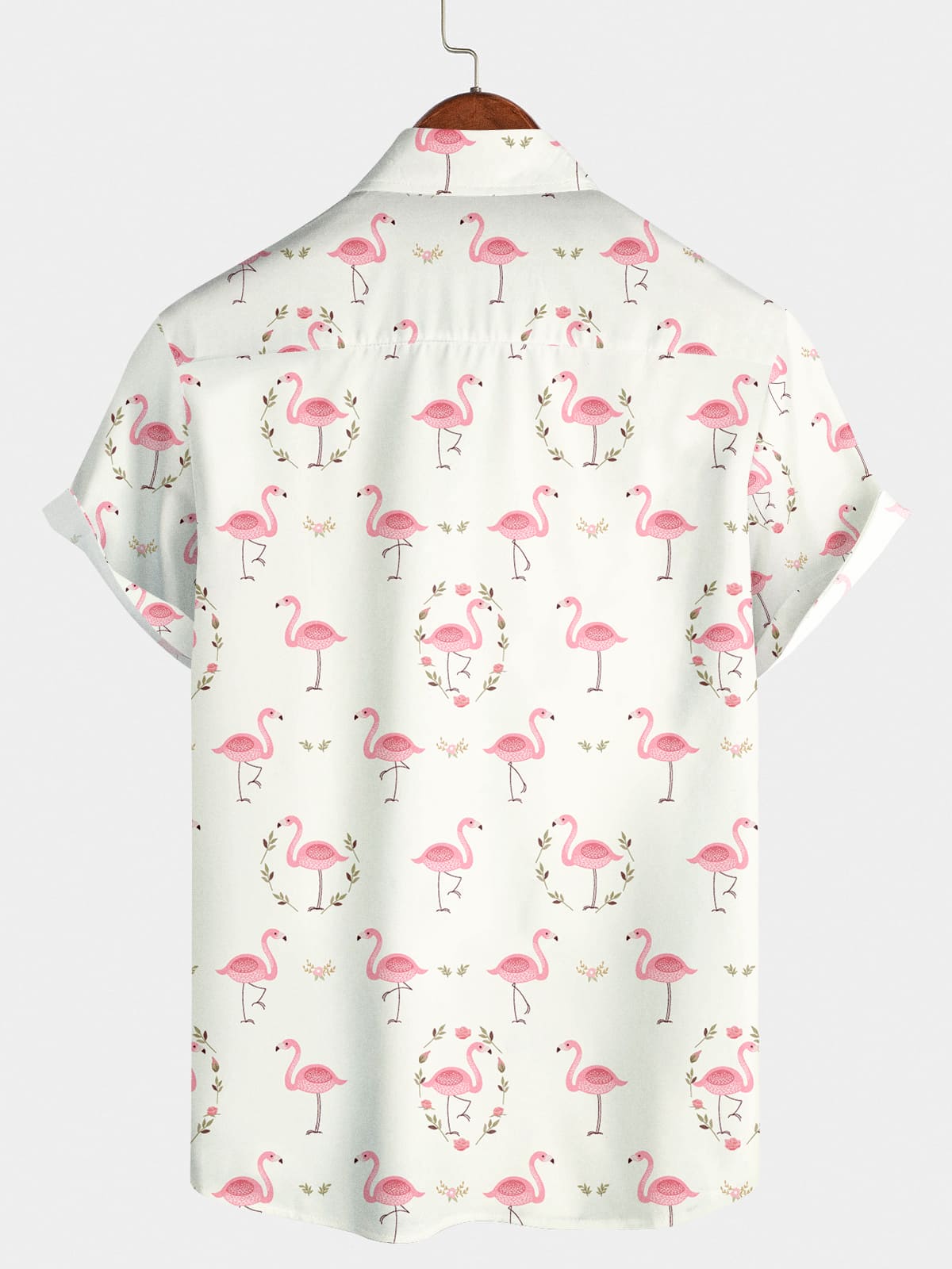 Chemise à manches courtes à motif flamant rose pour hommes