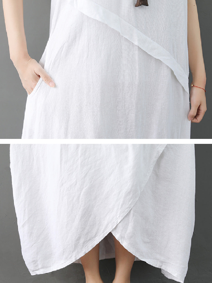 Retro Irregular Linen Long Dress