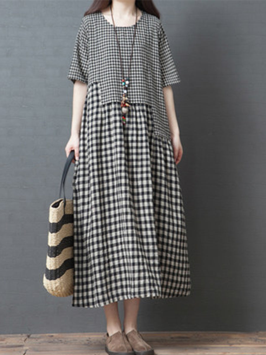 Checkered Short Sleeve Dress