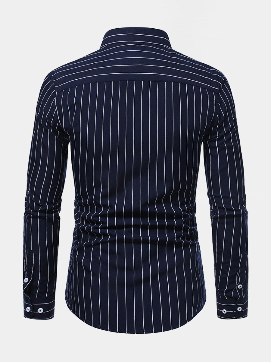 Camicia a maniche lunghe casual verticale da uomo