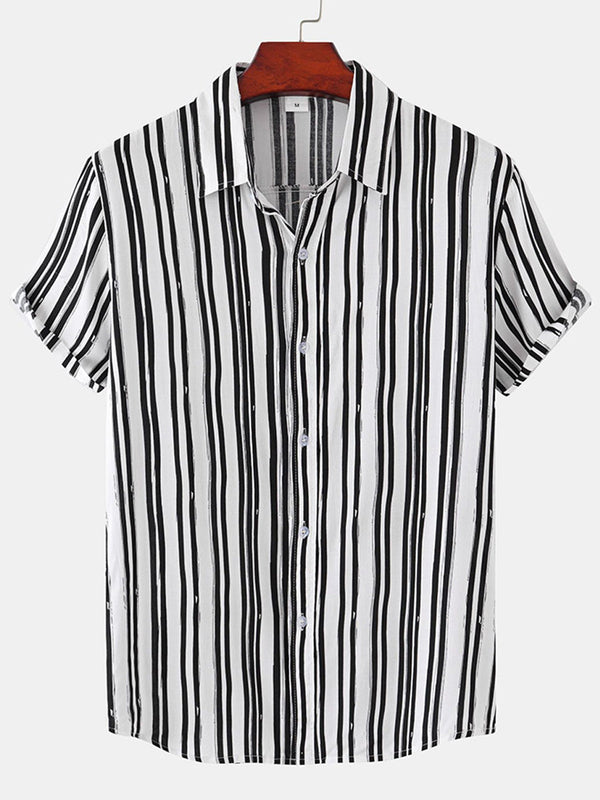 Chemise à manches courtes à imprimé vertical pour homme