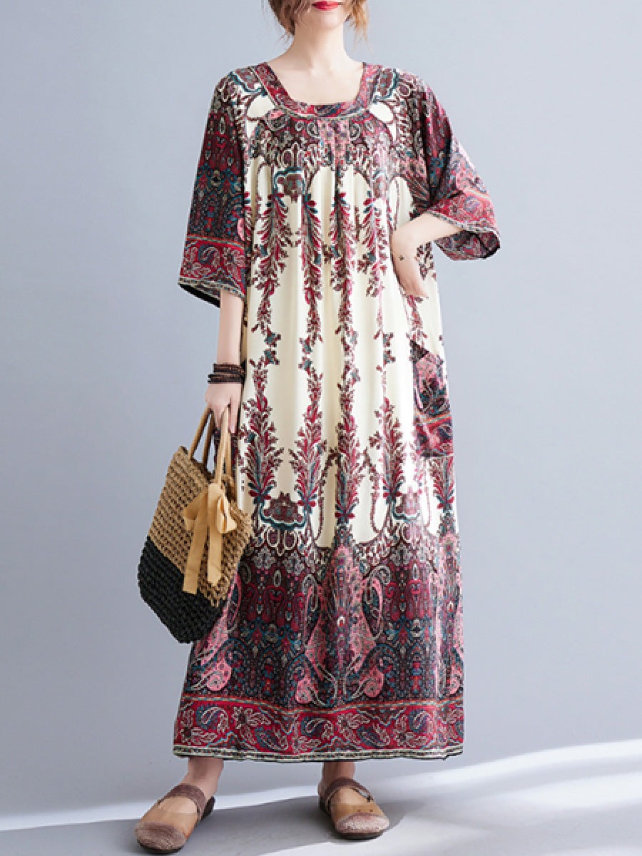 Retro Print Casual Dress