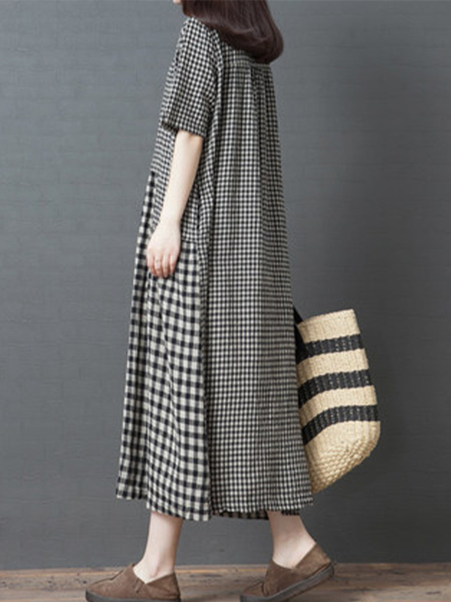 Checkered Short Sleeve Dress