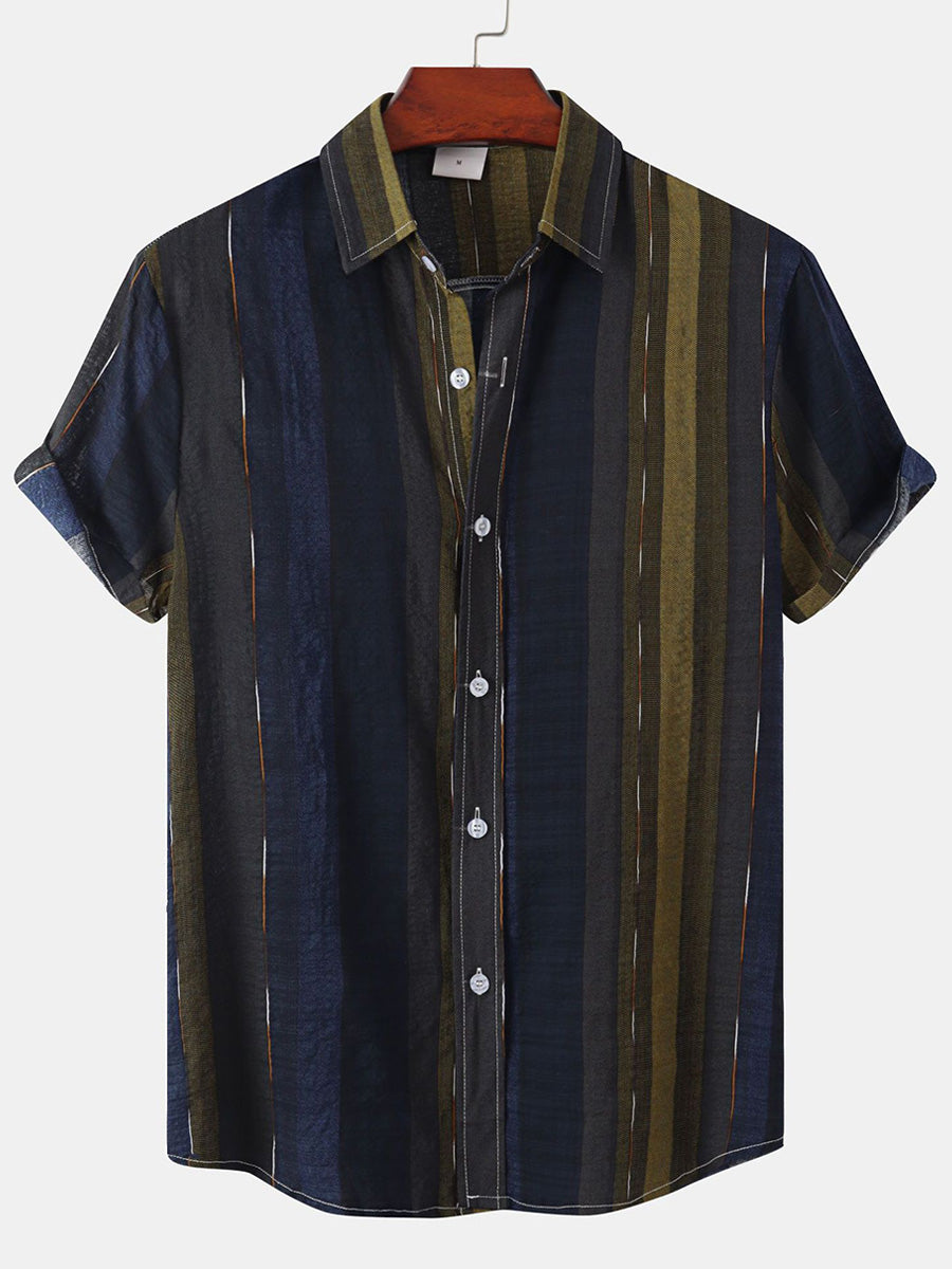 Chemise à manches courtes à imprimé vertical pour homme