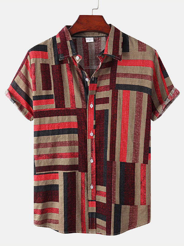 Men's Patchwork square short sleeve shirt