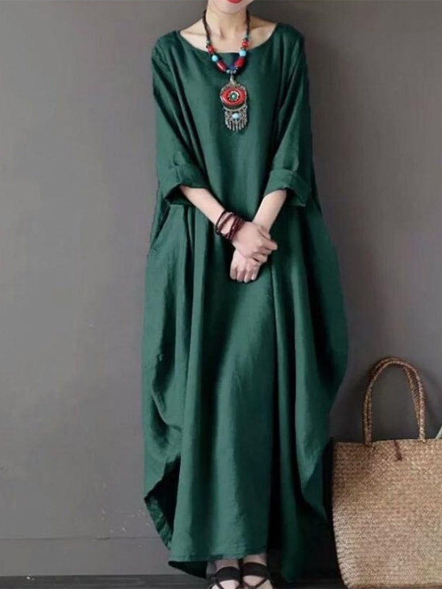 Solid linen oversized dress