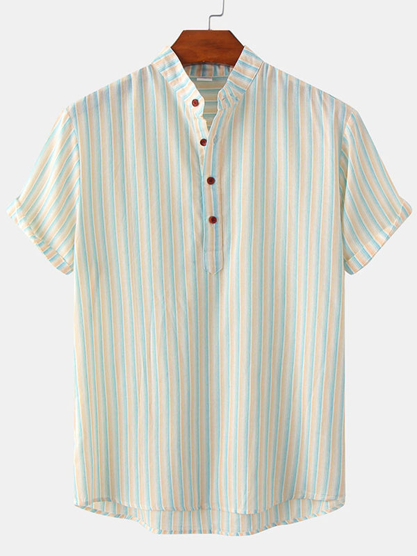 Chemise à manches courtes à imprimé vertical pour homme