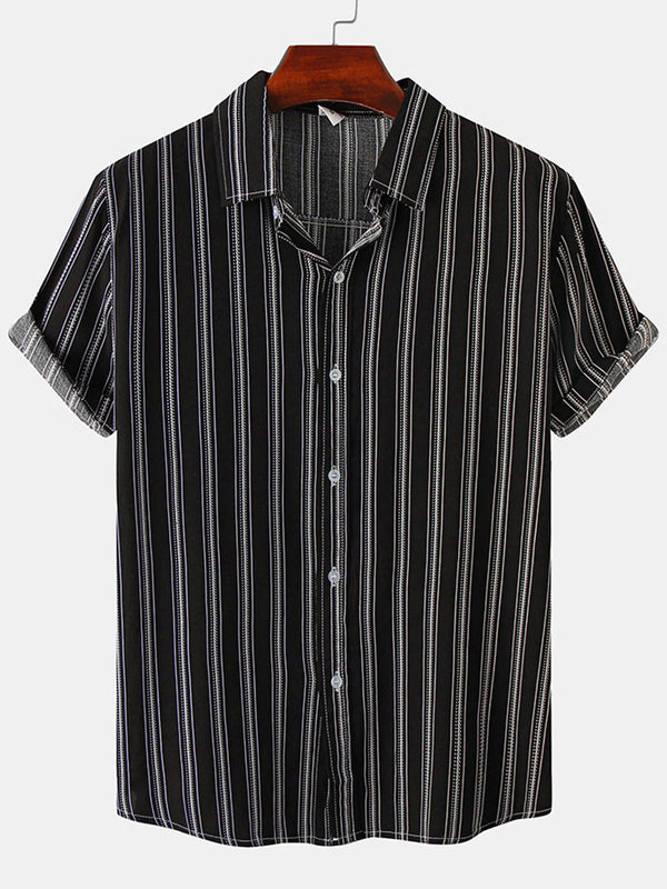 Chemise à manches courtes à imprimé vertical pour homme