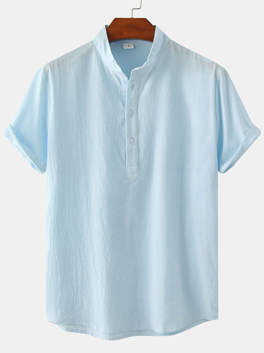 Men's Beach cotton short sleeve shirt