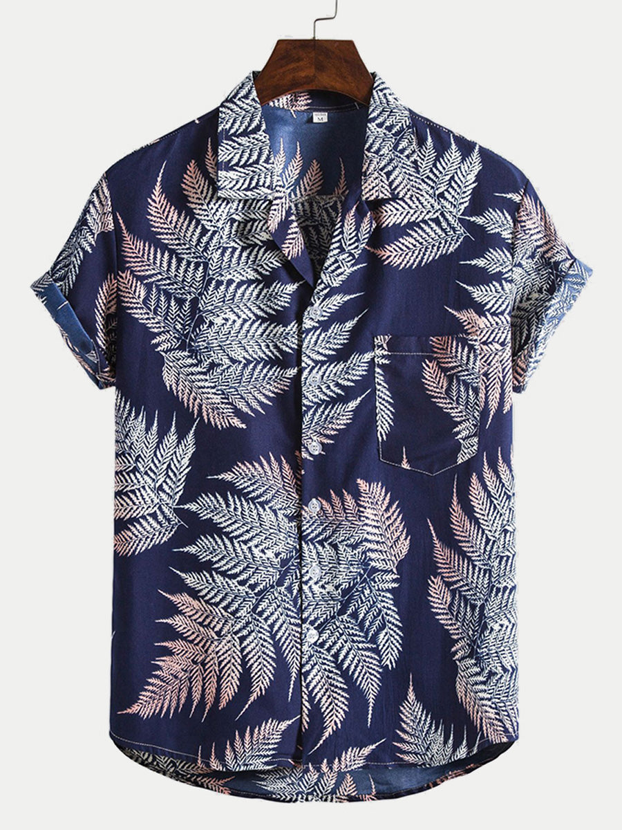 Chemise homme manches courtes imprimé hawaïen