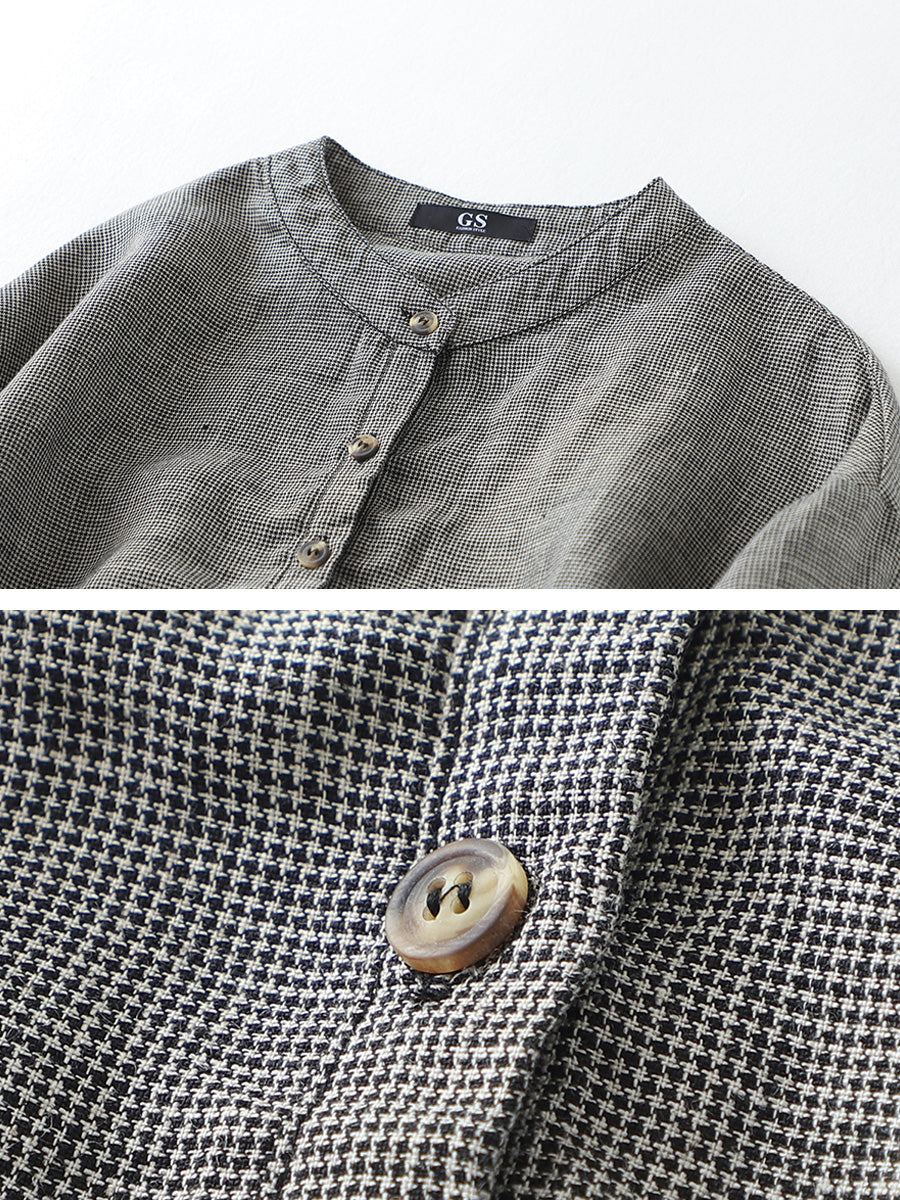 Pure linen checkered shirt