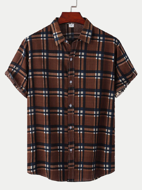 Men's Checkered Print short sleeve shirt