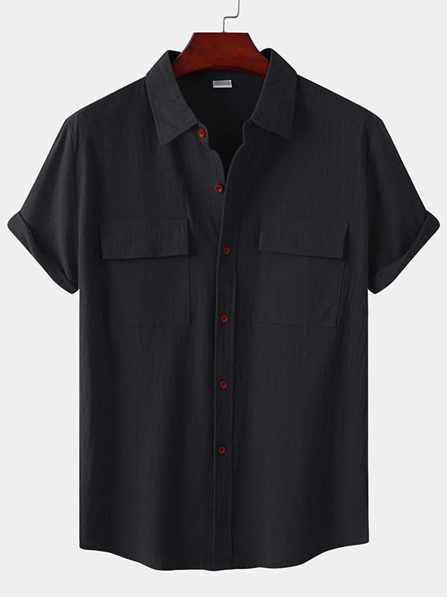 Men's casual cotton short sleeve shirt