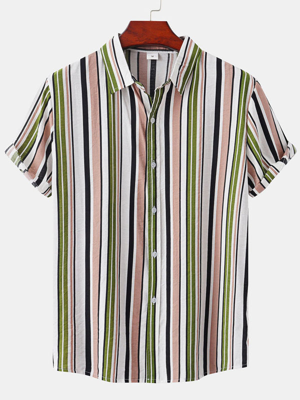 Men's Vertical print short sleeve shirt