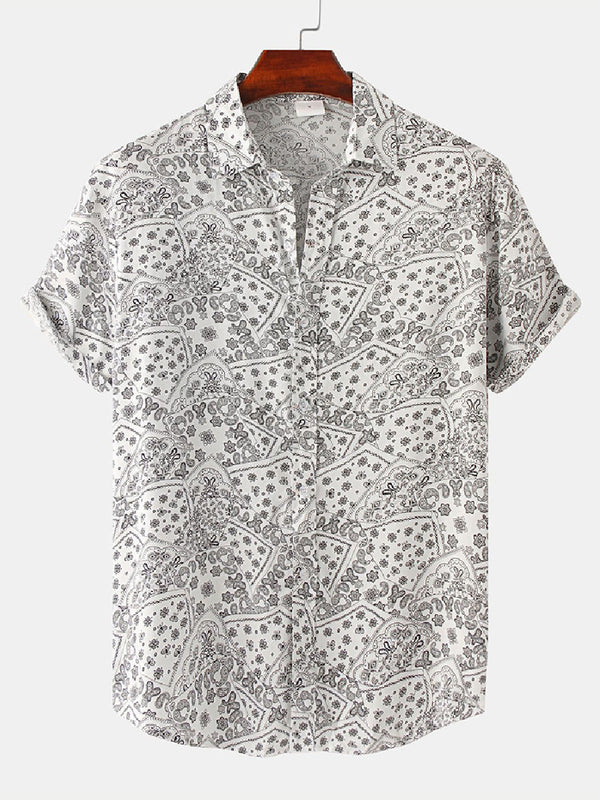 Men's Floral Casual Print short sleeve shirt