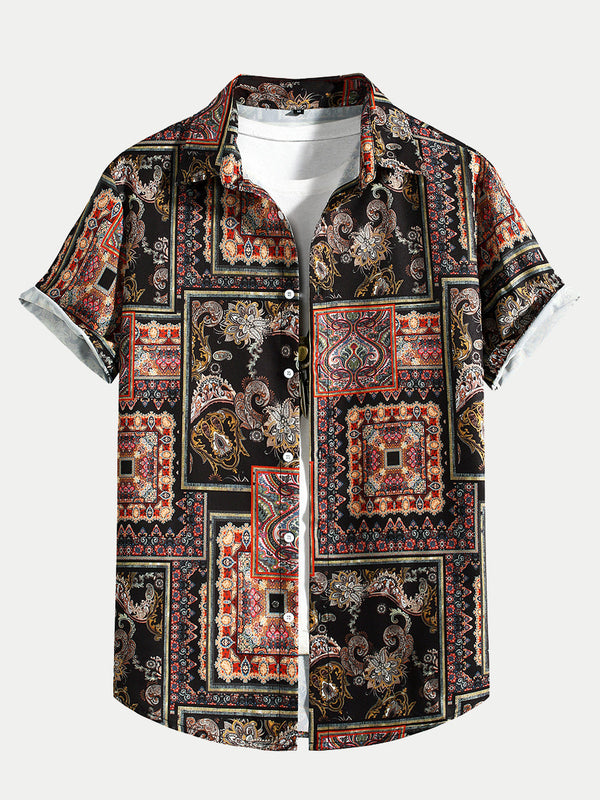 Men's Patchwork Print short sleeve shirt