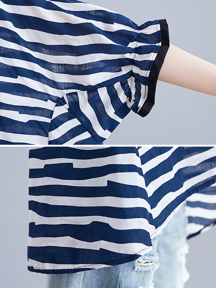 Horizontal striped oversized top