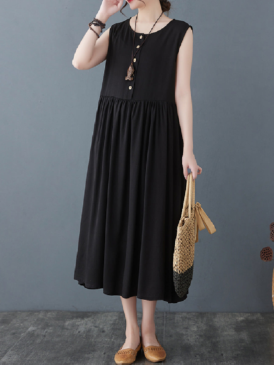 Solid Casual Cotton Dress