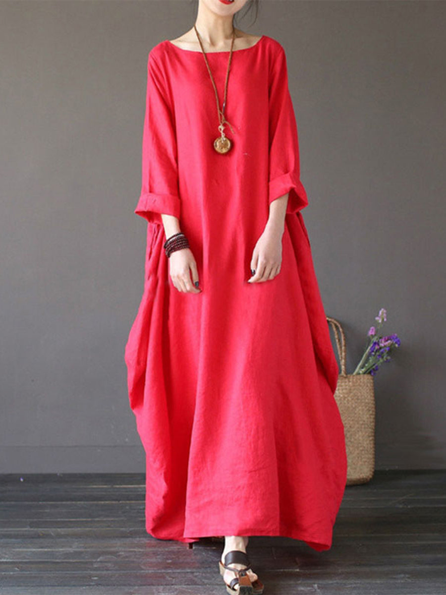 Solid linen oversized dress