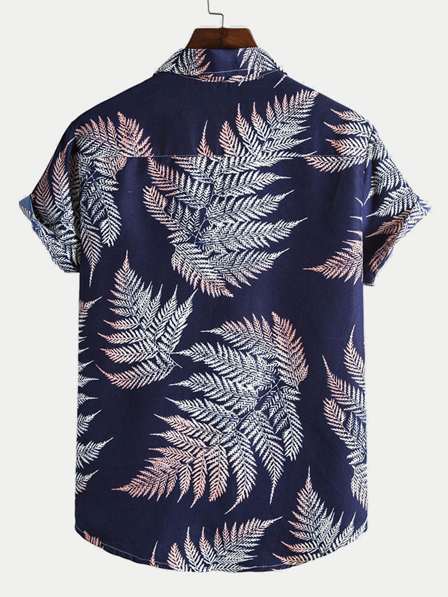 Camicia da uomo a maniche corte con stampa hawaiana