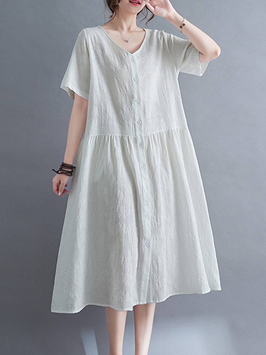 V-neck short sleeved shirt dress