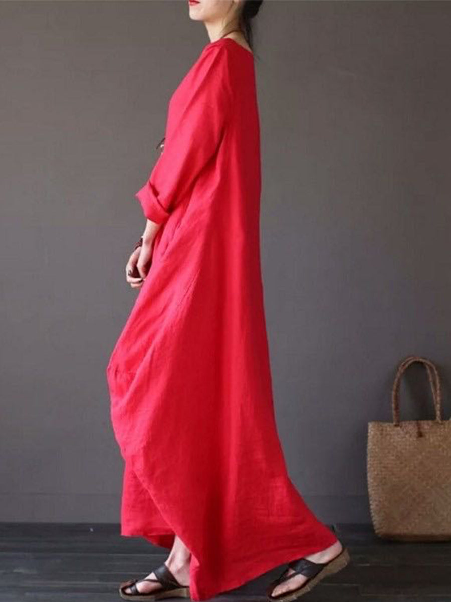 Solid linen oversized dress