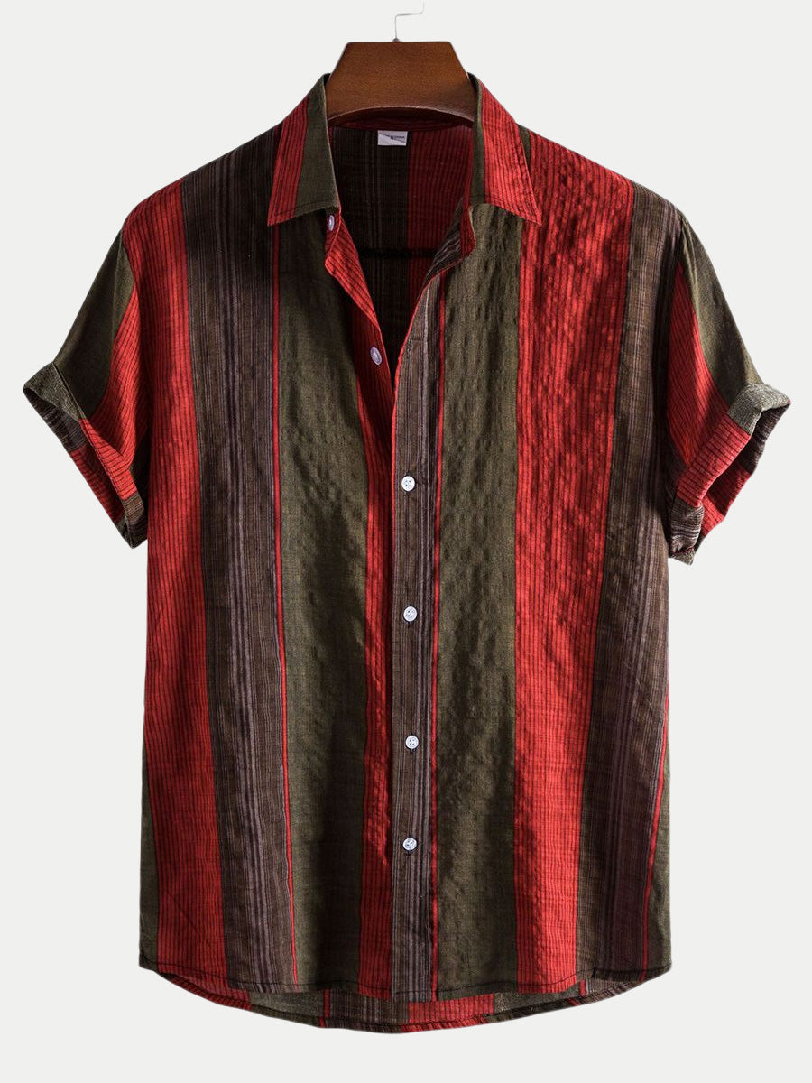 Chemise à manches courtes à imprimé vertical pour homme