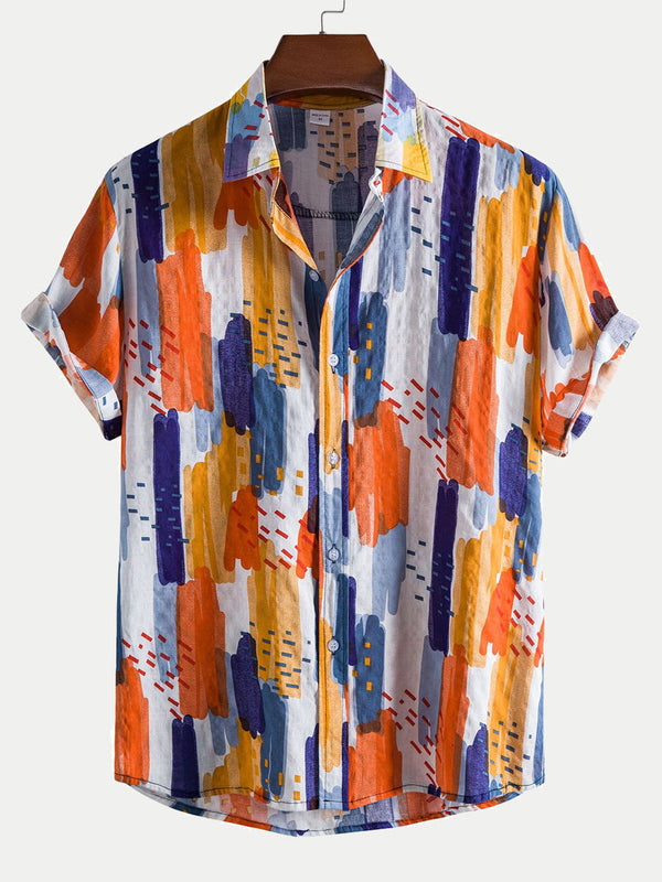 Men's Casual print short sleeve shirt