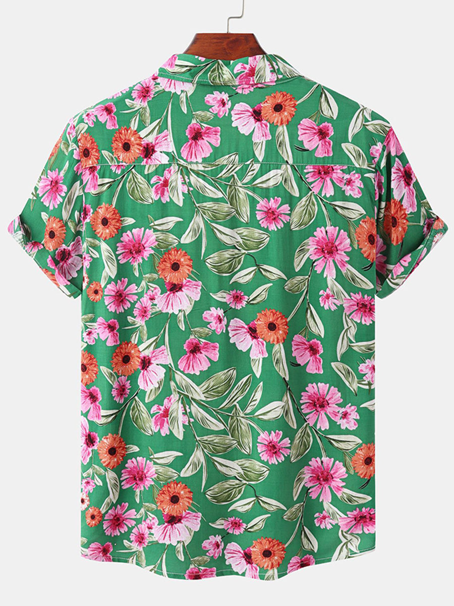 Chemise à manches courtes à imprimé floral pour hommes