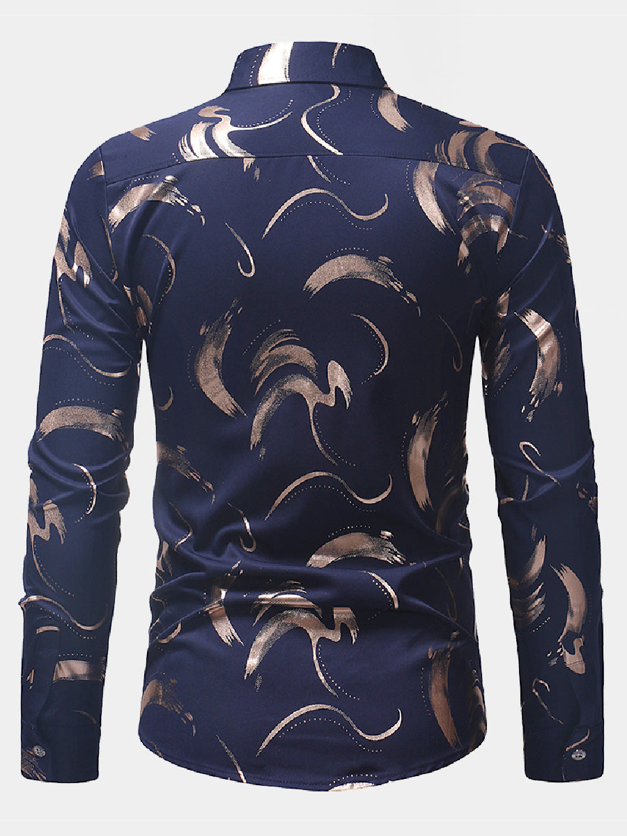 Men's Casual print long sleeve shirt