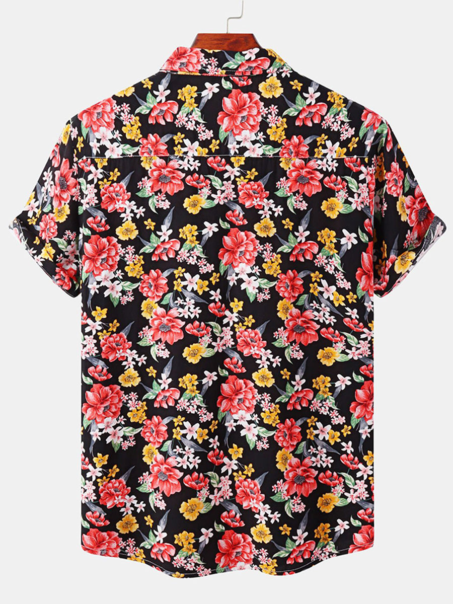 Chemise à manches courtes à imprimé floral pour hommes