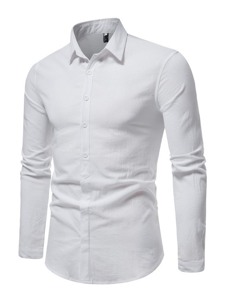 Men's solid casual Long Sleeve Shirt