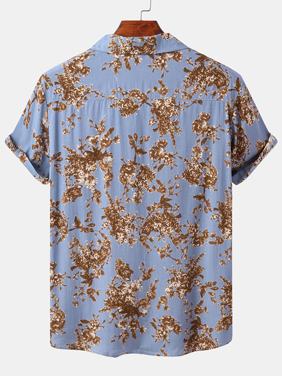 Chemise à manches courtes à imprimé floral pour hommes